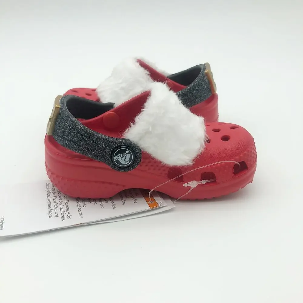 Crocs Baby Santa Classic Clogs Infant Size 2-3 Festive Red White Black NWT